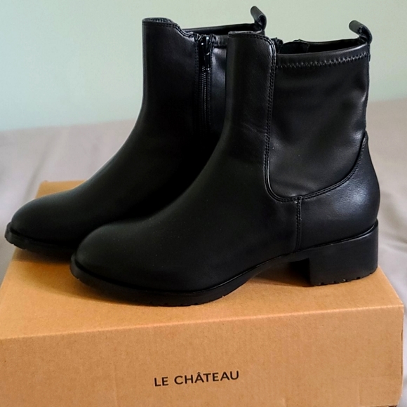 Stretch Faux Leather Block Heel Ankle Boot - Picture 2 of 5